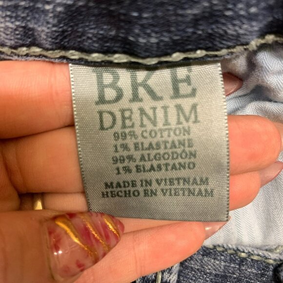 BKE Mens 33R Carter Straight Jeans Blue Denim Zip Fly Medium‎ Wash Stretch - Picture 10 of 16